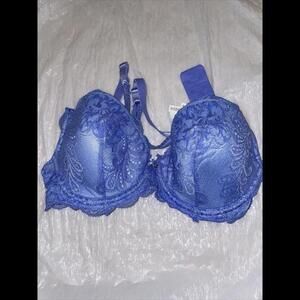 LE MYSTERE‎ LACE FULL COVERAGE BRA SZ 34D Blue